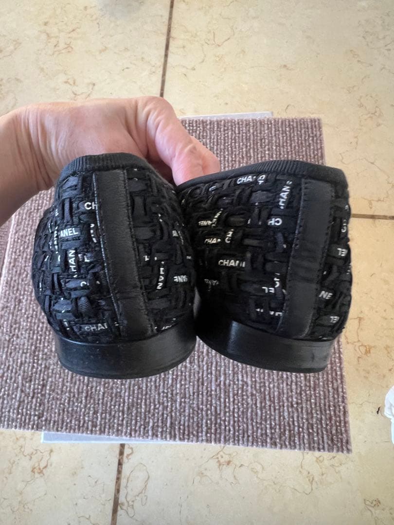 CHANEL ロゴ入りメッシュフラットシューズ