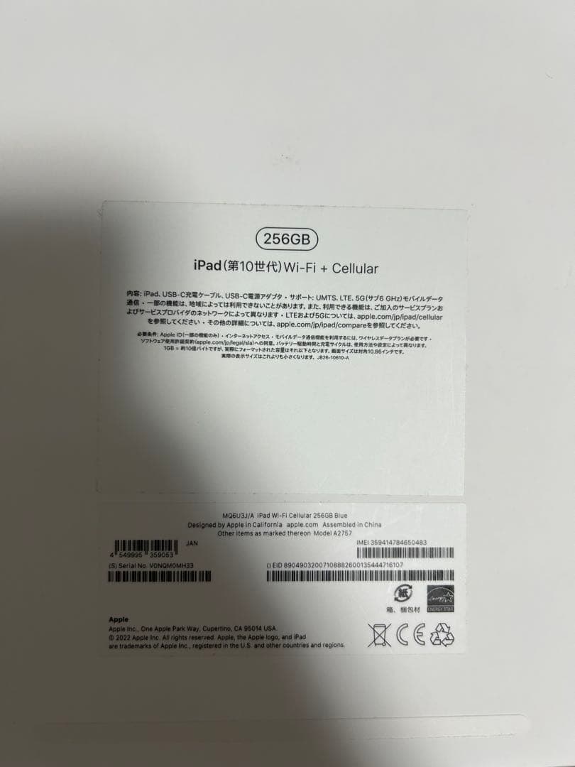 iPad 第10世代 256gb