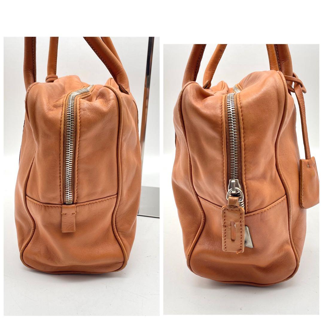 激レア プラダ ハンドバッグ ミニボストン ナッパ レザー オレンジ