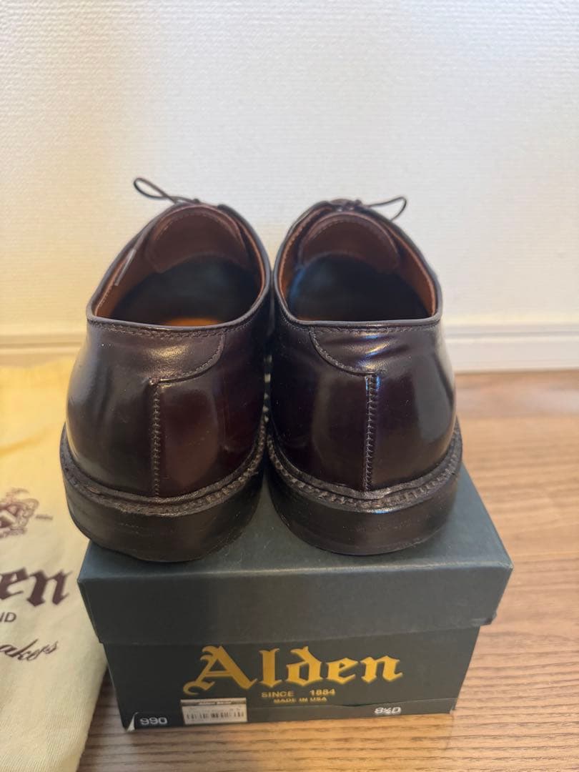 【美品】Alden 990 コードバン 8 1/2D 箱保存袋付き　シューツリー