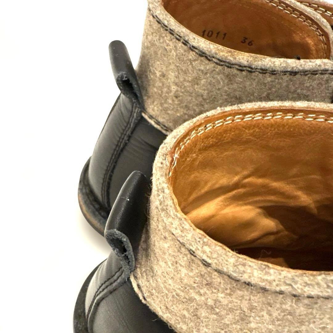 Trippen トリッペン レザーショートブーツ 23cm ベルクロ 切り替え式