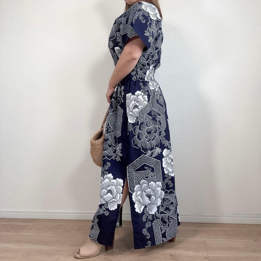 浴衣　リメイク　本染　オリジナル　ワンピhandmade コーマ　古典柄