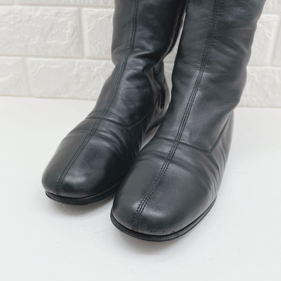 CHANEL シャネル ココマーク ブラックレザー ロングブーツ 39サイズ