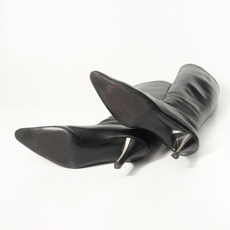 美品 サルヴァトーレ フェラガモ ロングブーツ ガンチーニ 黒 4C 本革