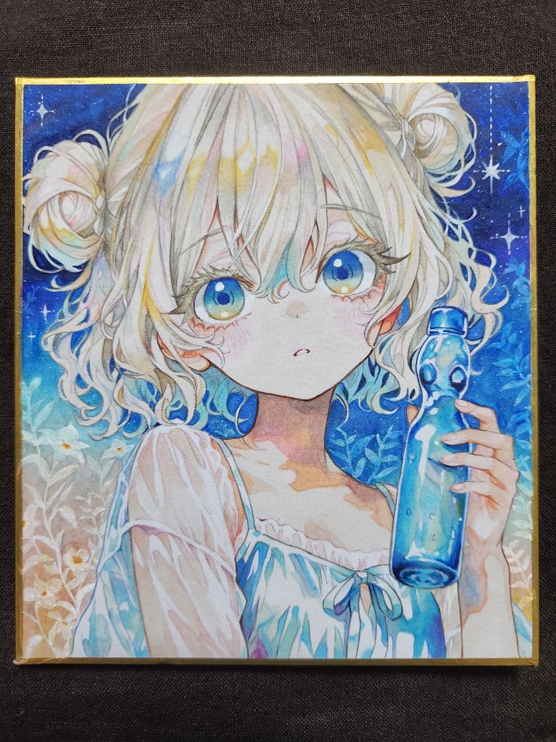 手描きアナログイラスト(夏とラムネ)