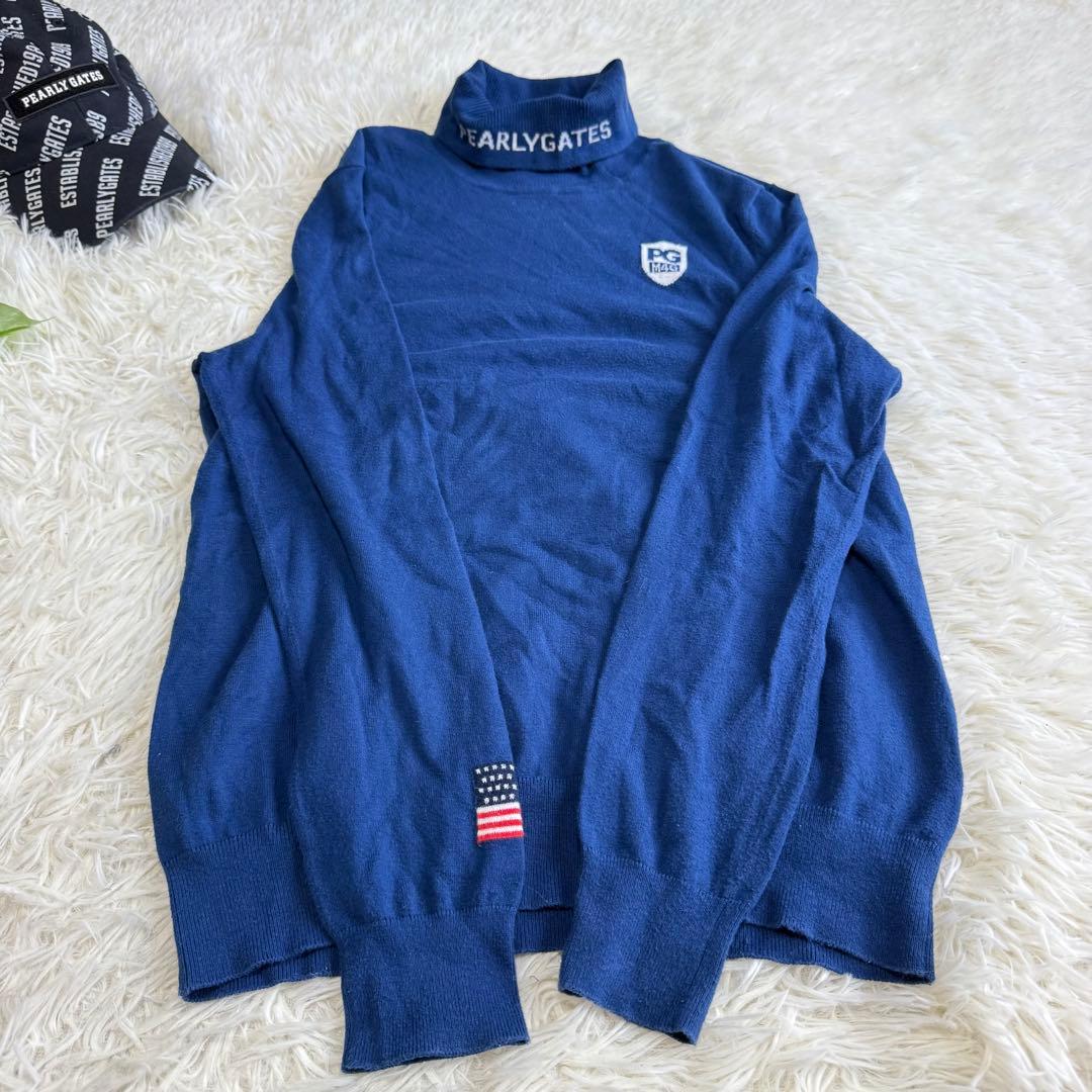 【パーリーゲイツ】美品 タートルネック カシミヤタッチ 1サイズ レディース