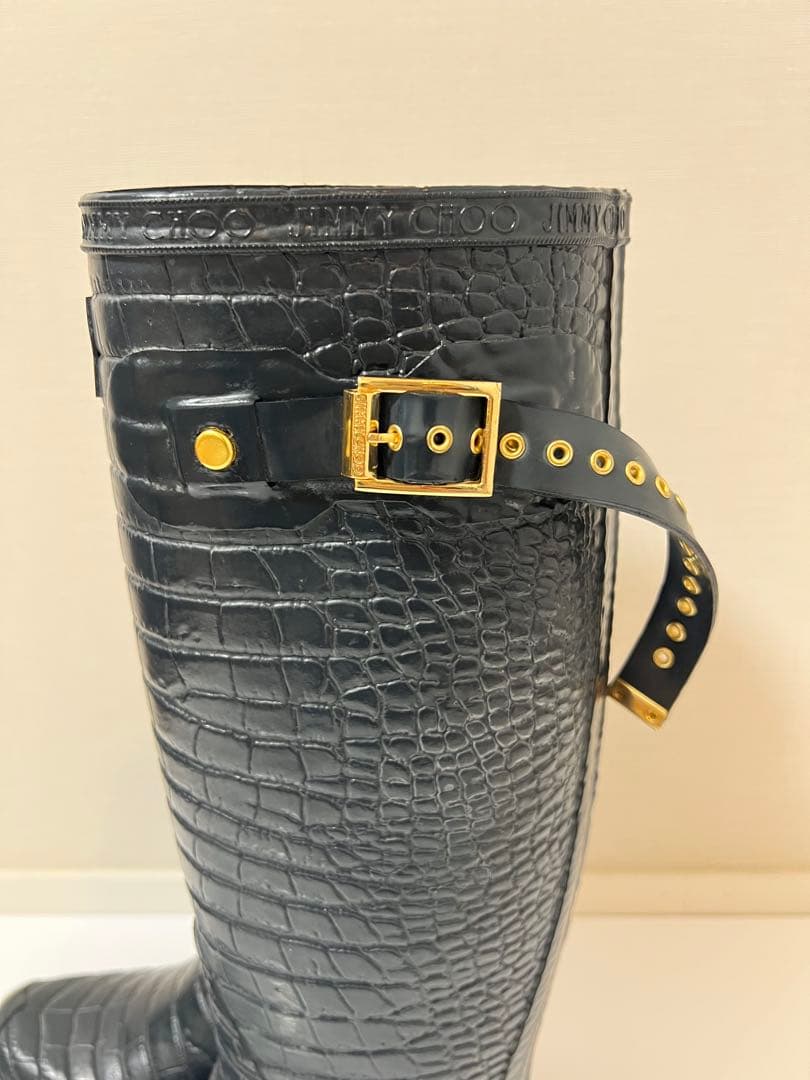 【再値下げ】ネイビー美品/ハンター & ジミーチュウレインブーツ