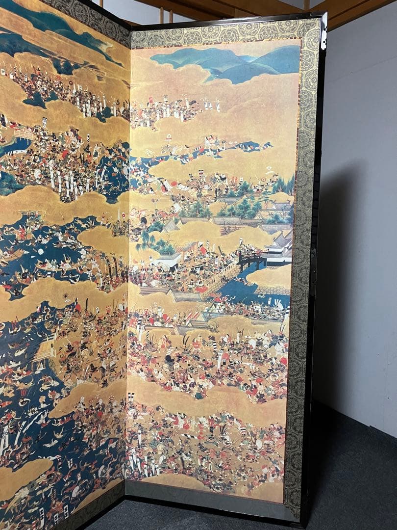 大阪夏の陣図 左隻 屏風 複製 特大 高級 衝立 六曲 侍 武士 和風 日本画
