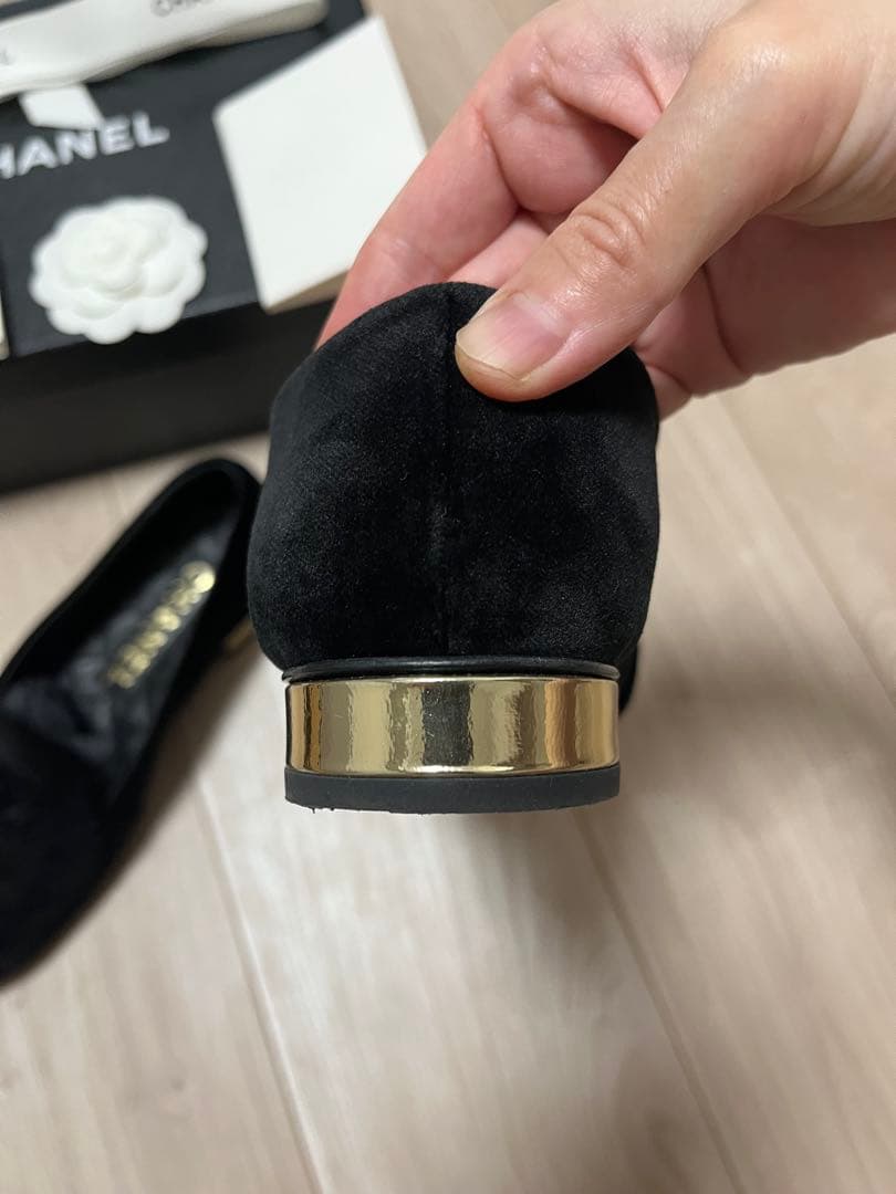 極美品　CHANEL ブラック スエード ローファー　37 シャネル