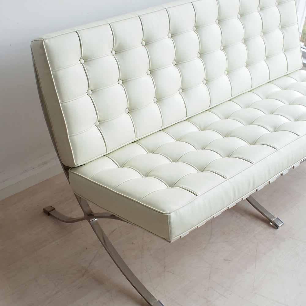 バルセロナチェア 2人掛け 合皮 白/ホワイト リプロダクト ZR24262