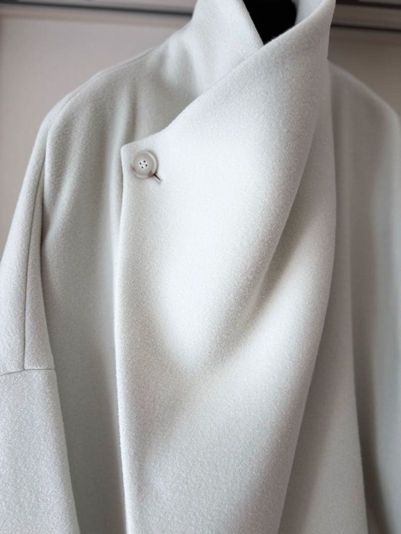 ENFOLD ライトモッサテントケープコート　アイスブルー　サイズ36