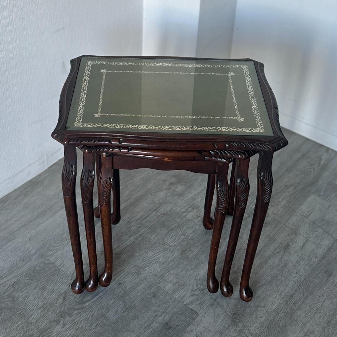 イギリス アンティーク家具 ガラストップ ネストテーブル 1960年頃 949A