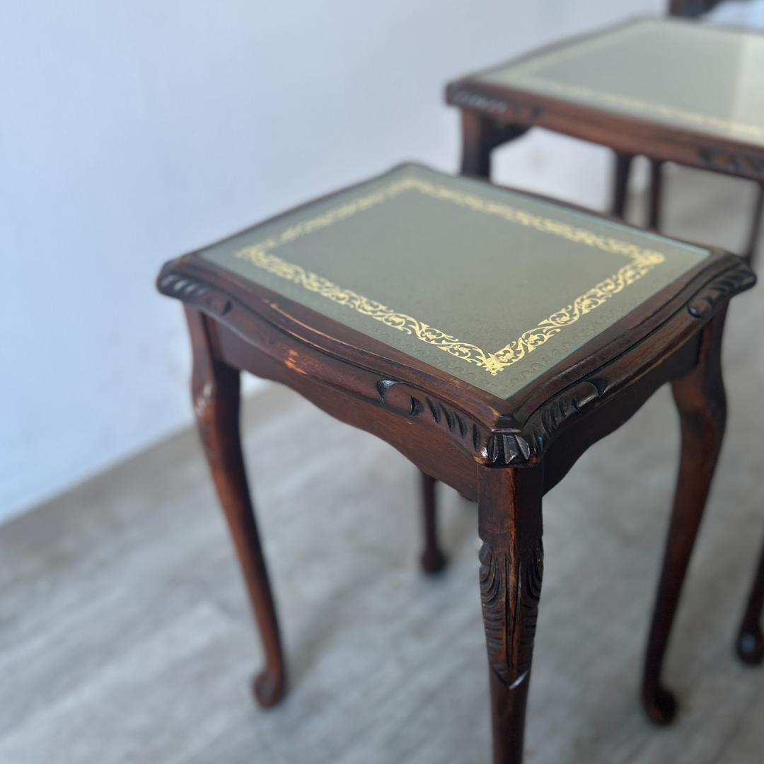 イギリス アンティーク家具 ガラストップ ネストテーブル 1960年頃 949A