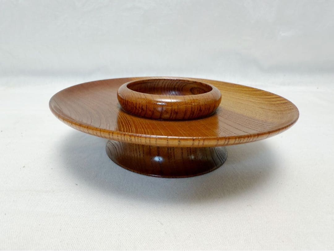 ほぼ未使用 茶道具 桑 天目台 高茶台 貴人台 茶托 蓋付き 5客揃え 煎茶道具