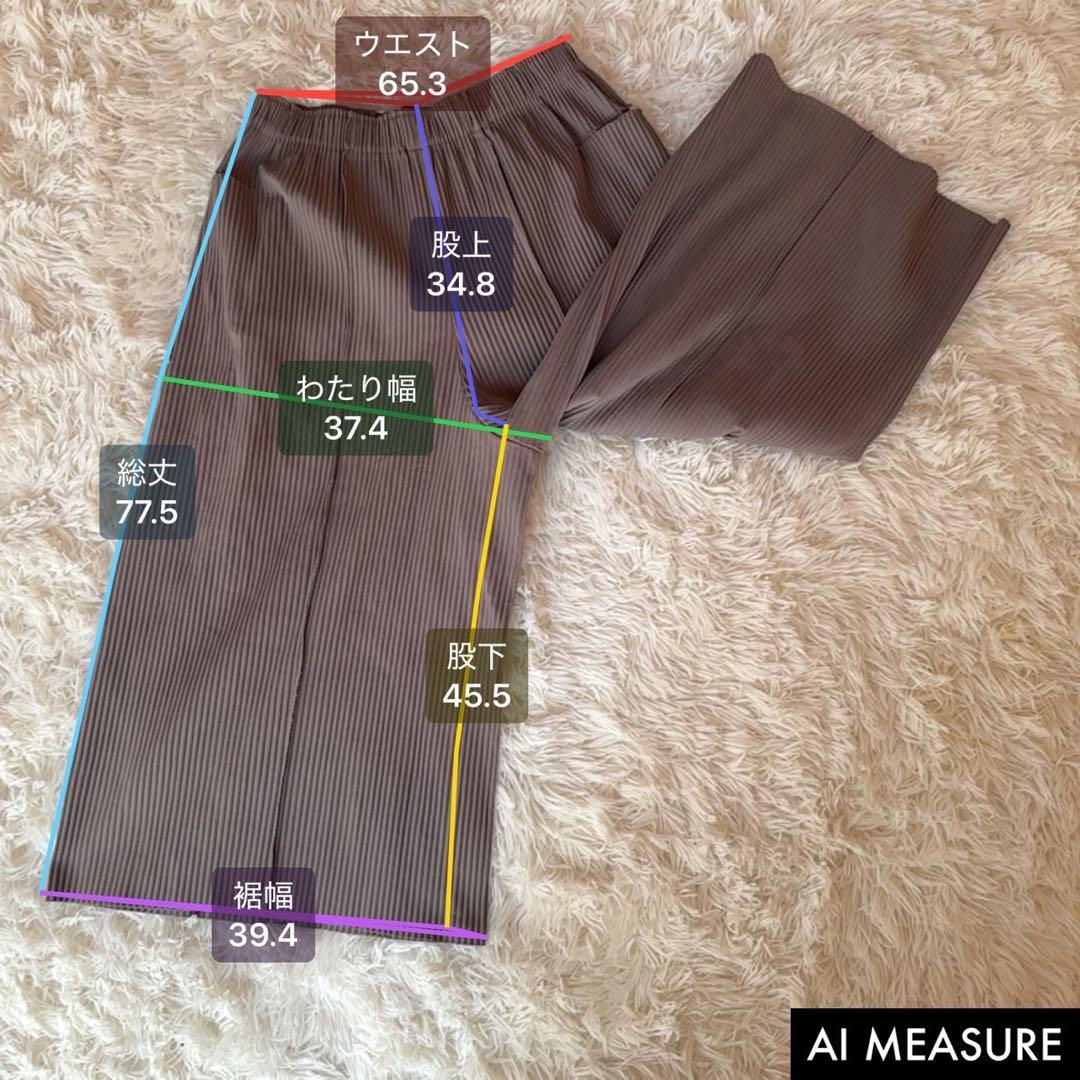 ISSEY MIYAKE me プリーツ ガウチョパンツ ブラウン Mサイズ