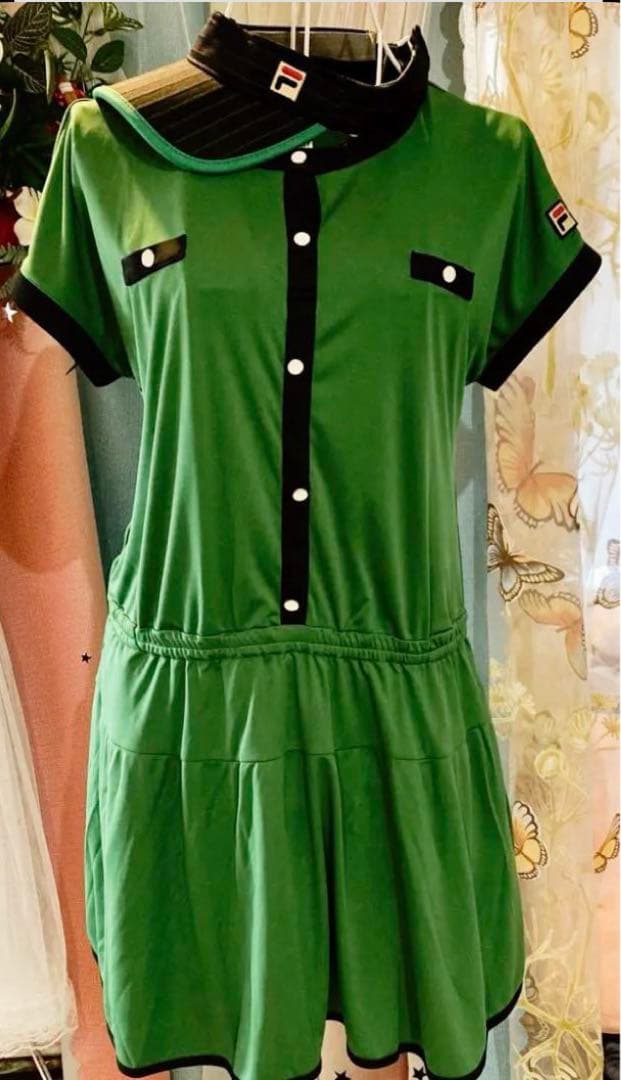 No.861 FILA レトロモダンなgreenワンピース♡XL♡新品♡