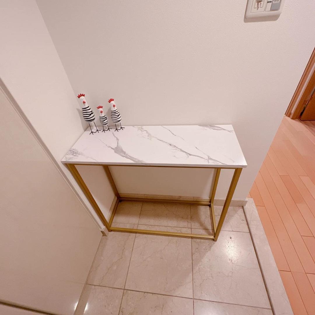 コンソールテーブル カウンターサイドスリム 玄関 大理石柄