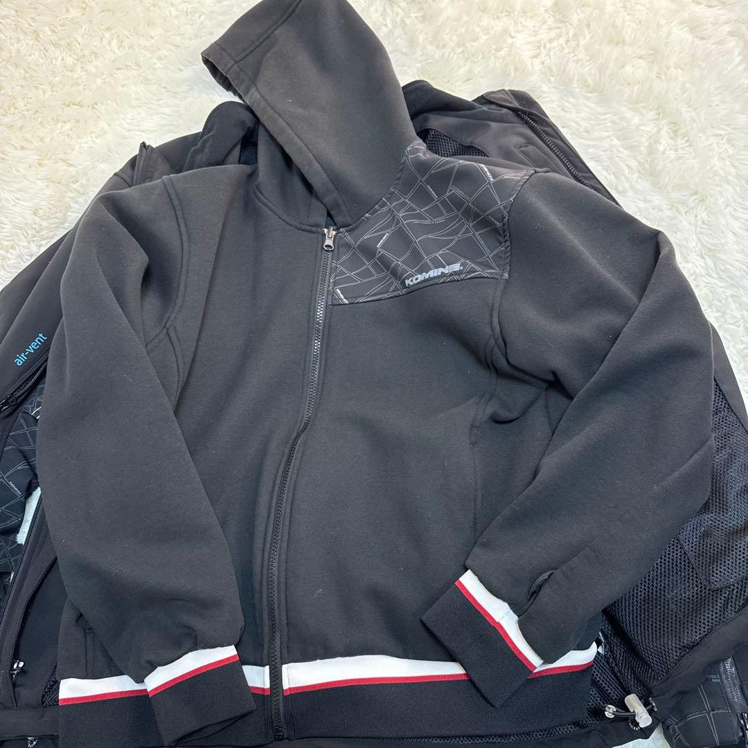 美品　コミネ プロテクトソフトシェルウィンターパーカー　脱着連結可能　黒　3L