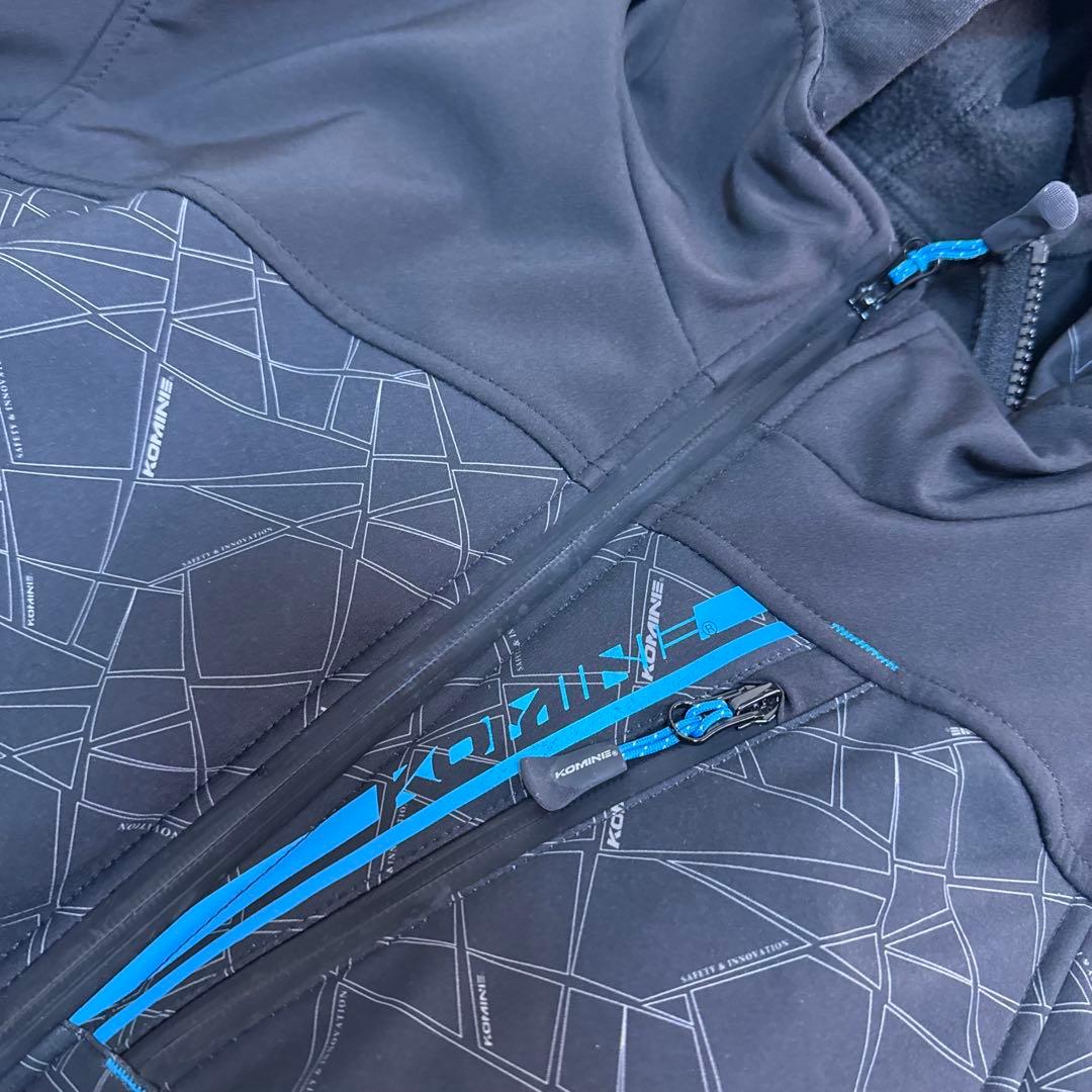 美品　コミネ プロテクトソフトシェルウィンターパーカー　脱着連結可能　黒　3L