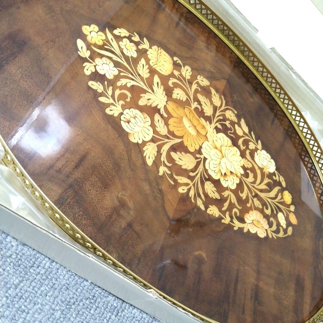 新品　アンティーク　象嵌トレイ　イタリア製　ヴィンテージ