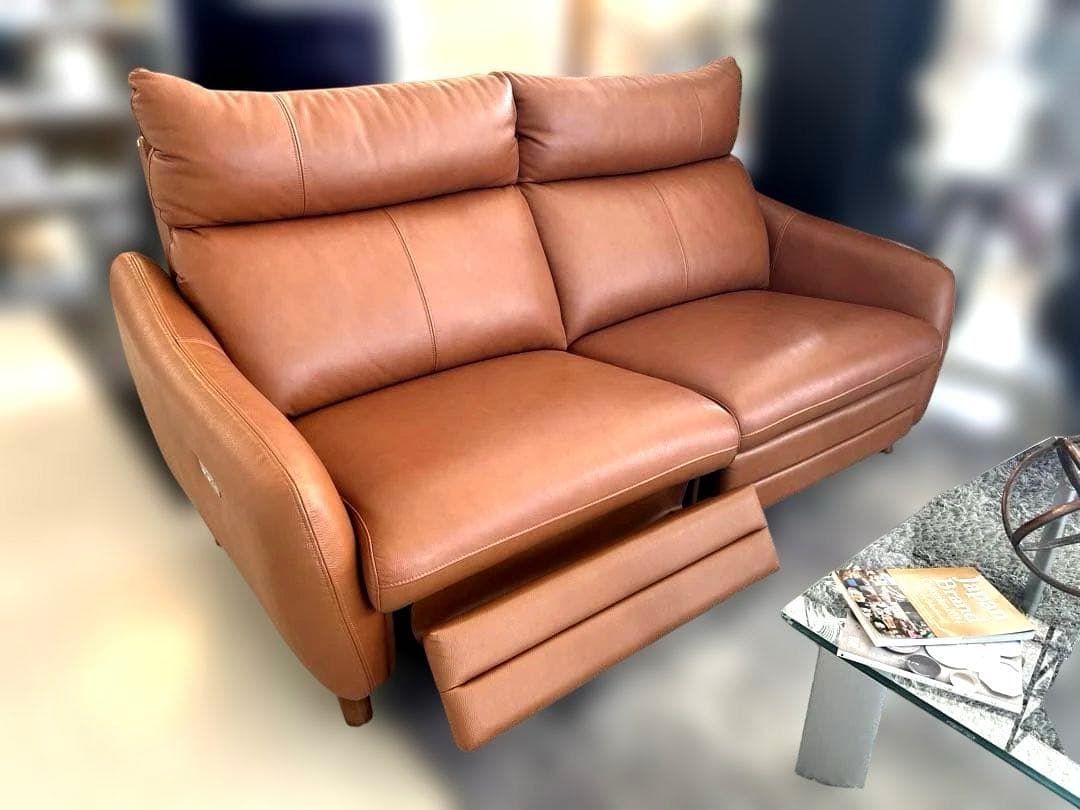 本革レザー 電動リクライニング2人掛けソファ　ヤマダデンキ×IDC大塚家具