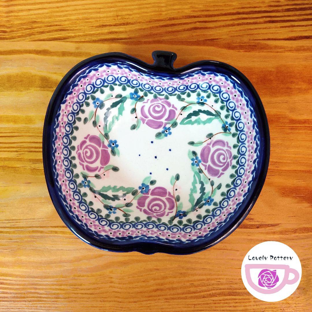 新品　紫のバラ模様　プレート　サイズ違い2枚　ポーランド食器　ツェラミカミレナ社