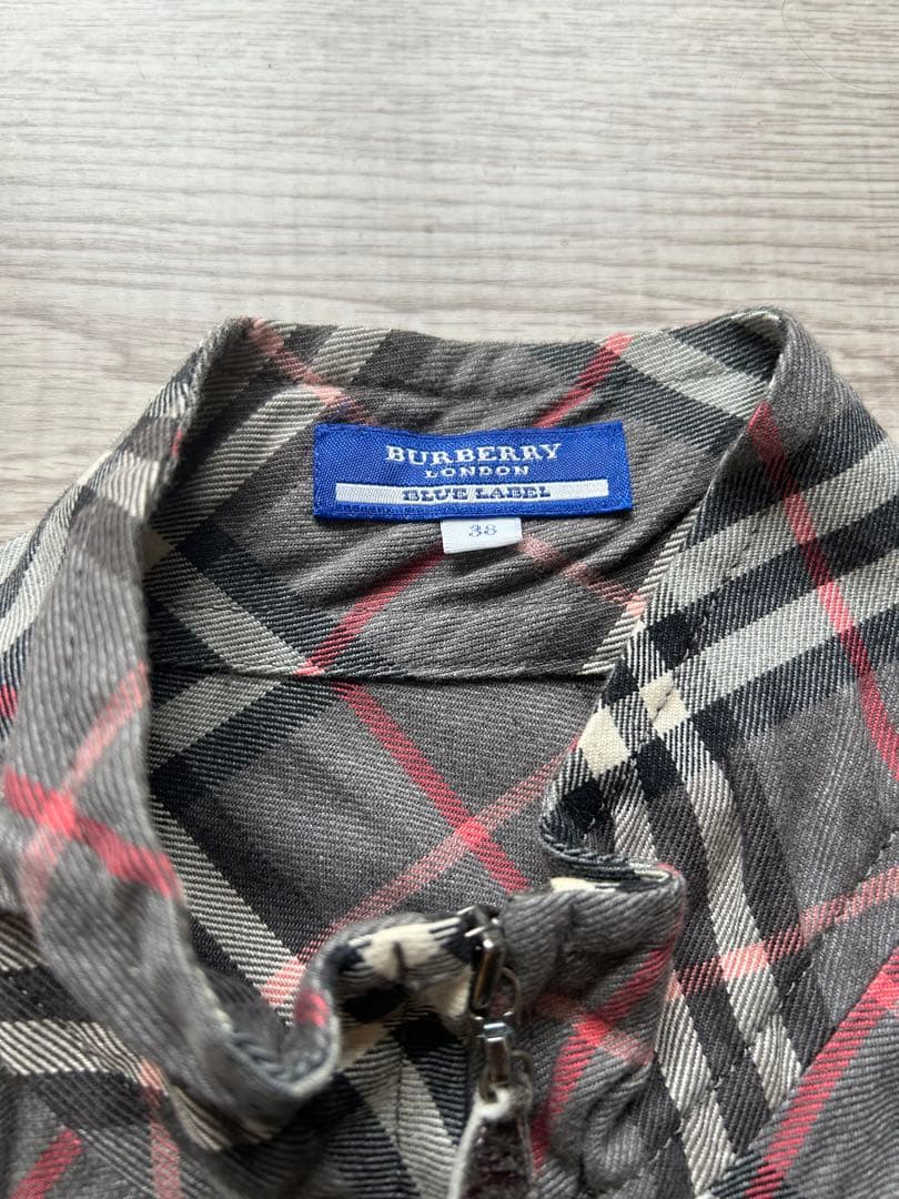 バーバリーブルーレーベル ノバチェック ジップアップワンピース 38 三陽商会