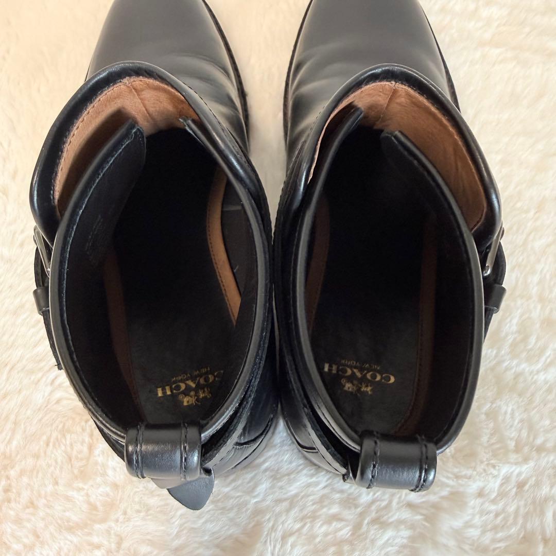 COACH コーチ メンズ ブーツ 27cm ブラック レザー ベルトブーツ