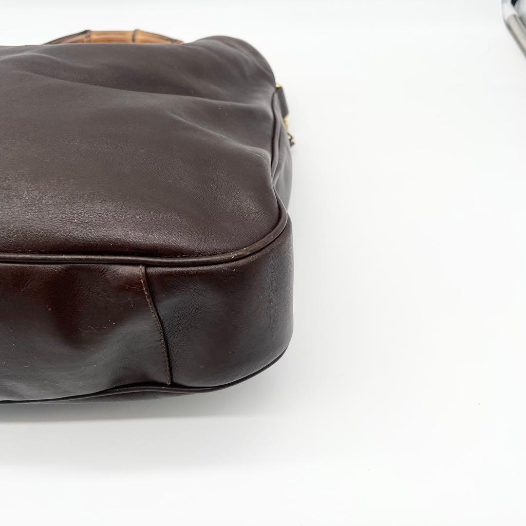 GUCCバンブー　2way ショルダーバッグ　ハンドバッグ　レザー　ブラウン