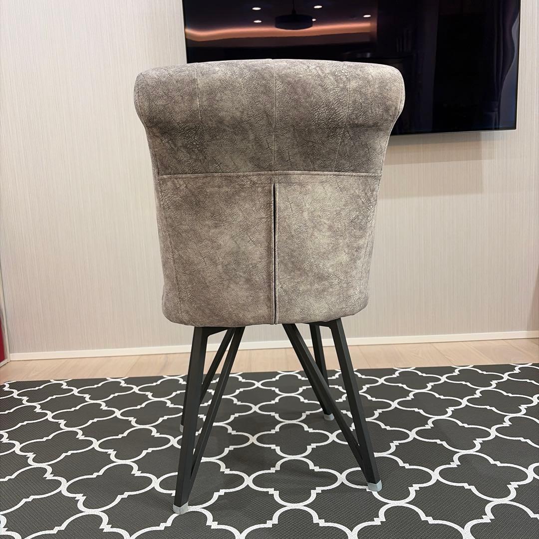 【ダイニングチェア 4脚セット】回転チェア 座面高45cm グレー スチール脚