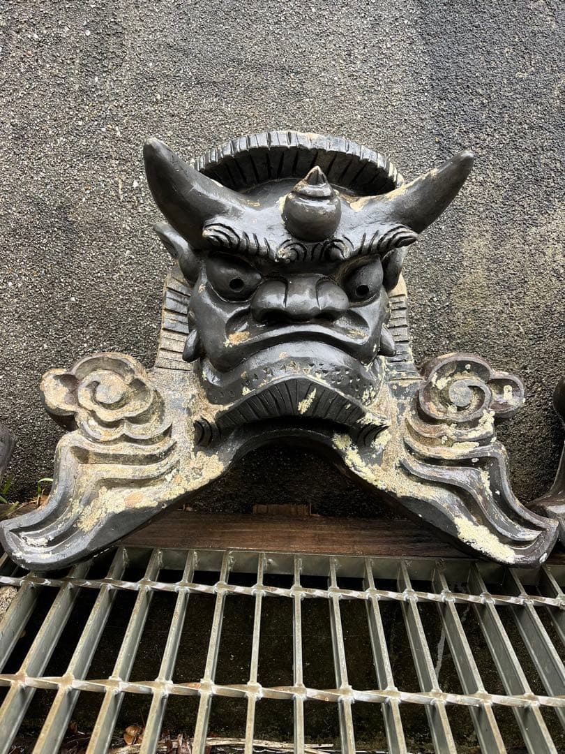 鬼瓦　工芸品　骨董品　魔除け　淡路瓦　雌雄一体