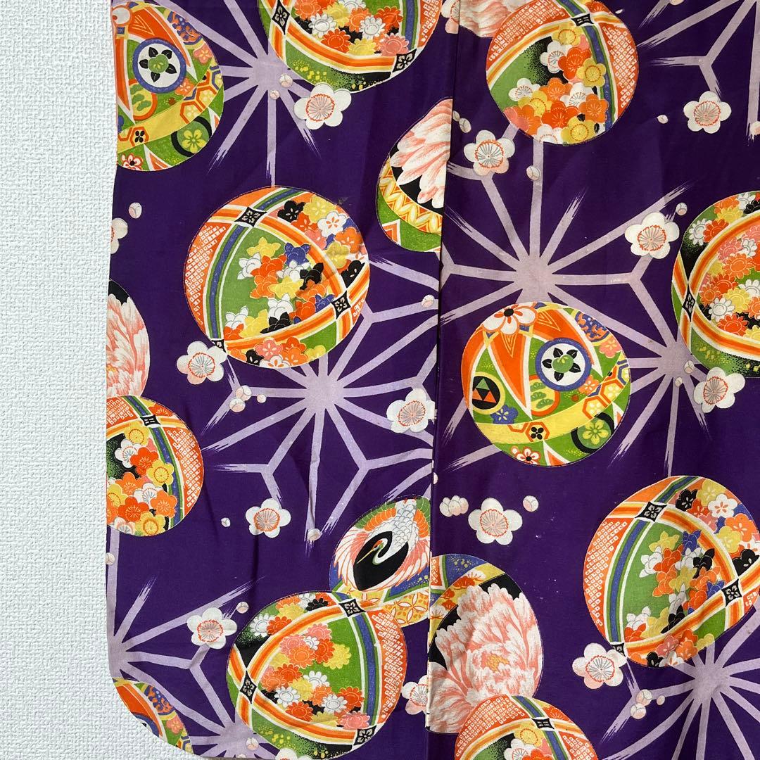 七五三　3歳　被布　着物　紫　かのこ　レトロ　アンティーク