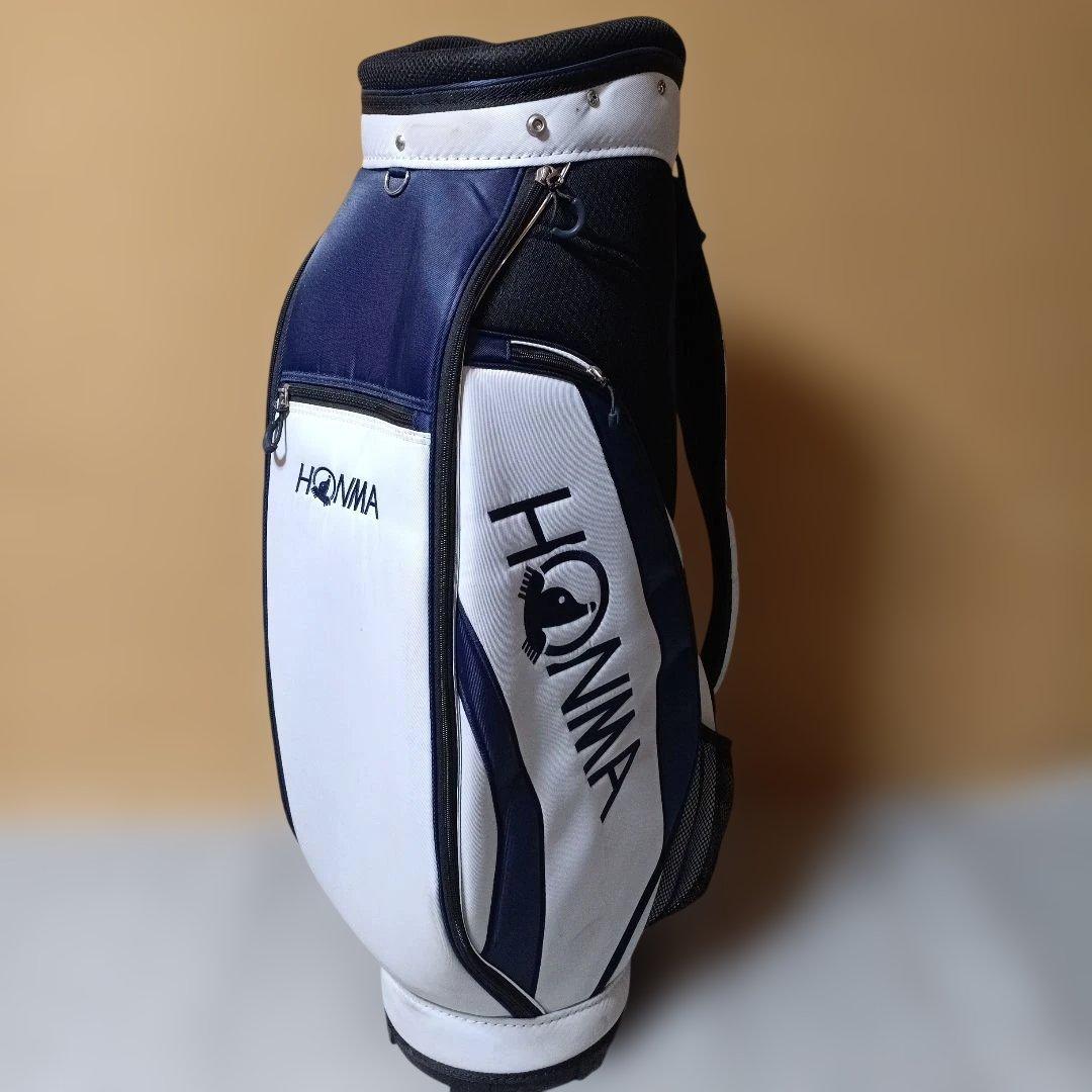 美品 軽量HONMA キャディバッグ ホワイト・ネイビー