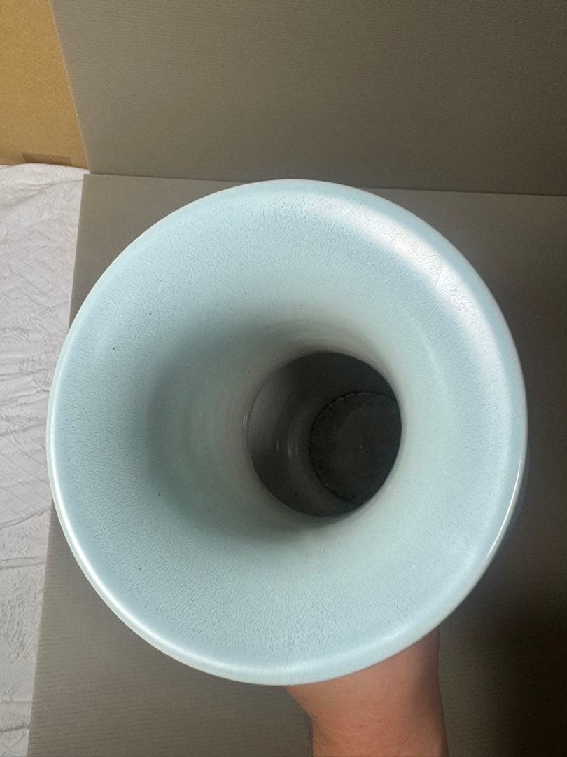 2106 古美術  大清雍正年製銘　天藍釉　花鳥紋橄欖瓶　珍蔵品　時代物