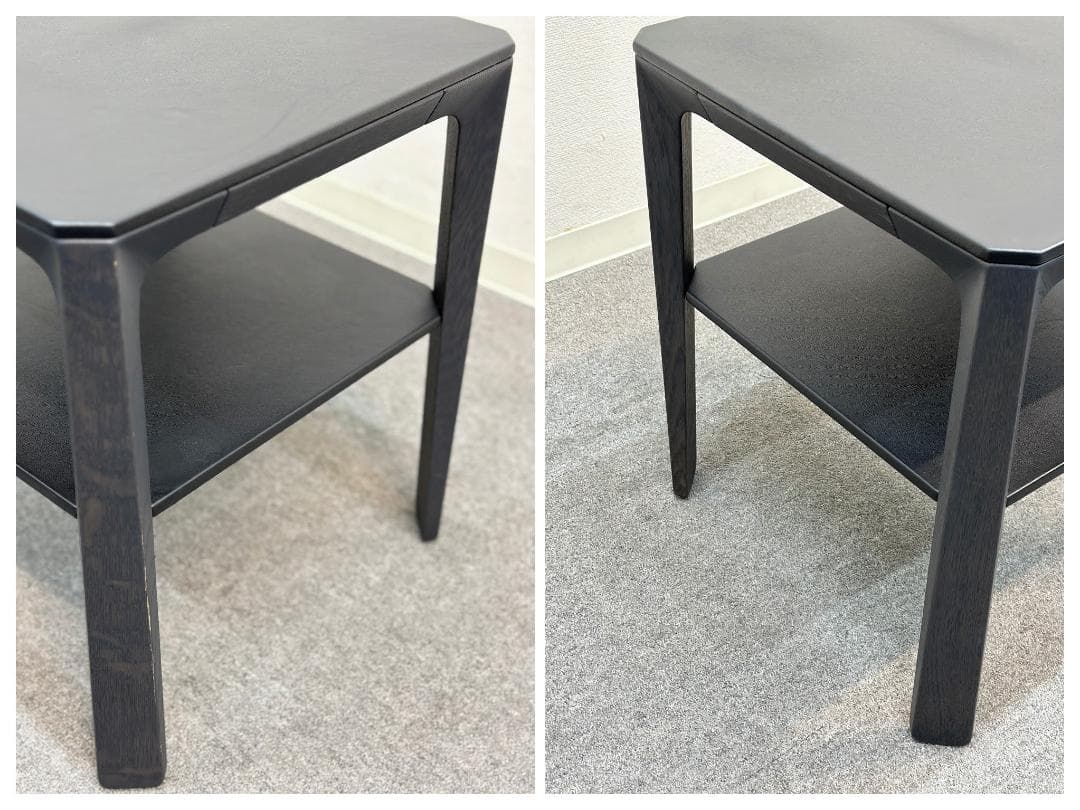 ■アルフレックス■モンテベロ　サイドテーブル　天板革張り込み仕様＆棚板付き