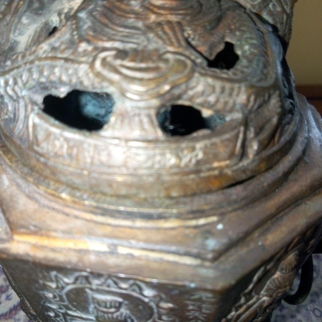 中国古玩　銅製三足香呂　大明宜徳年製