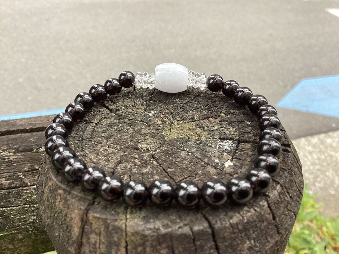 ✳お値段最安値‼️ 本物ブレスレット　糸魚川翡翠棗型&黒平スモーキークォーツ水晶