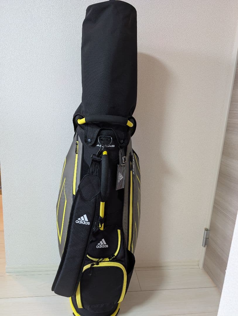 【美品】軽量 adidas キャディバッグ 黒/黄色　9型