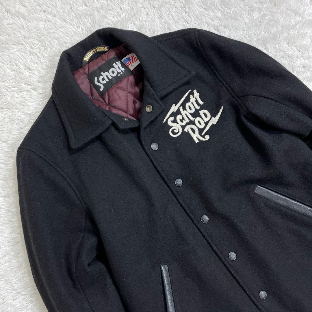 ショット Schott Rod 刺繍 メルトンスタジャン ネイビー S