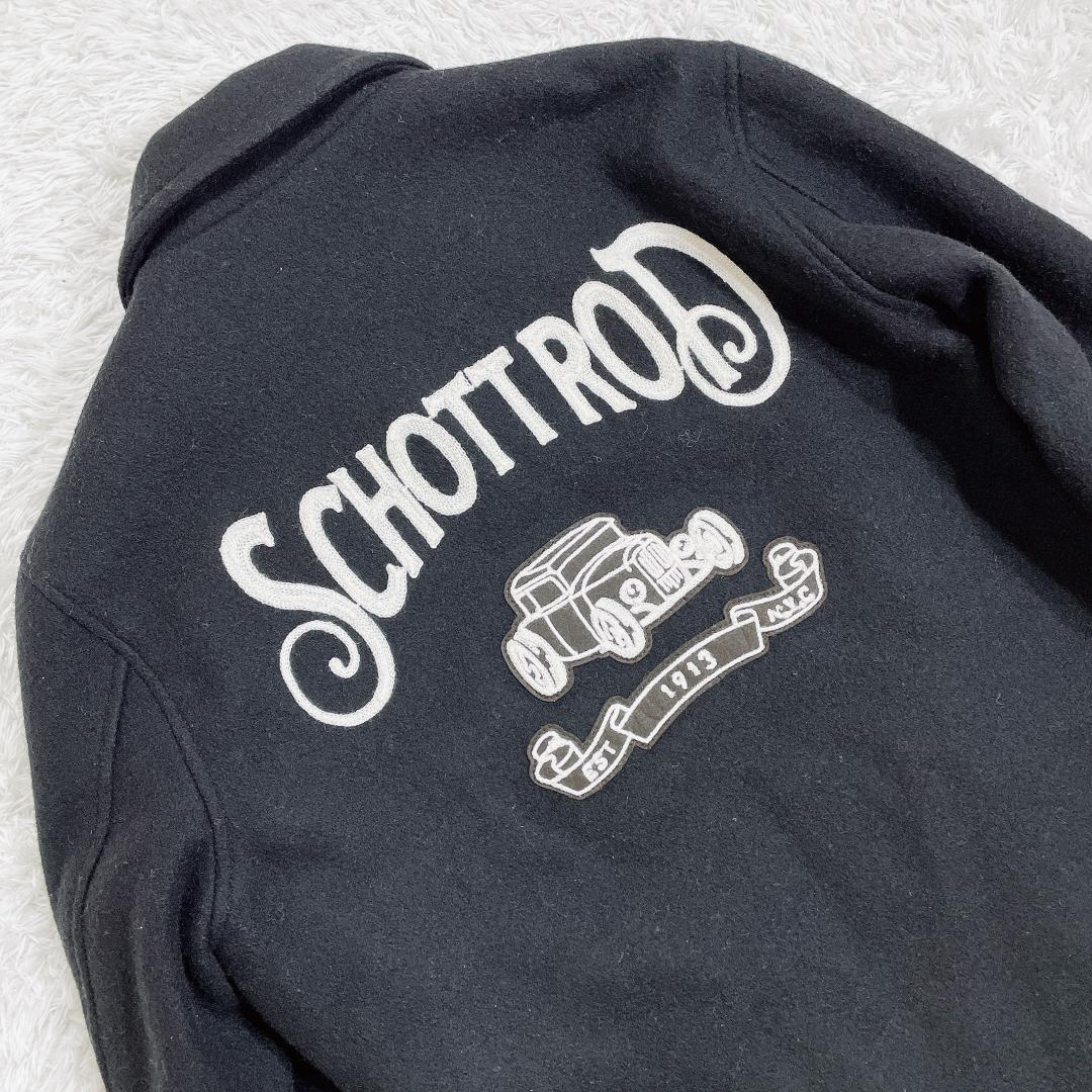 ショット Schott Rod 刺繍 メルトンスタジャン ネイビー S