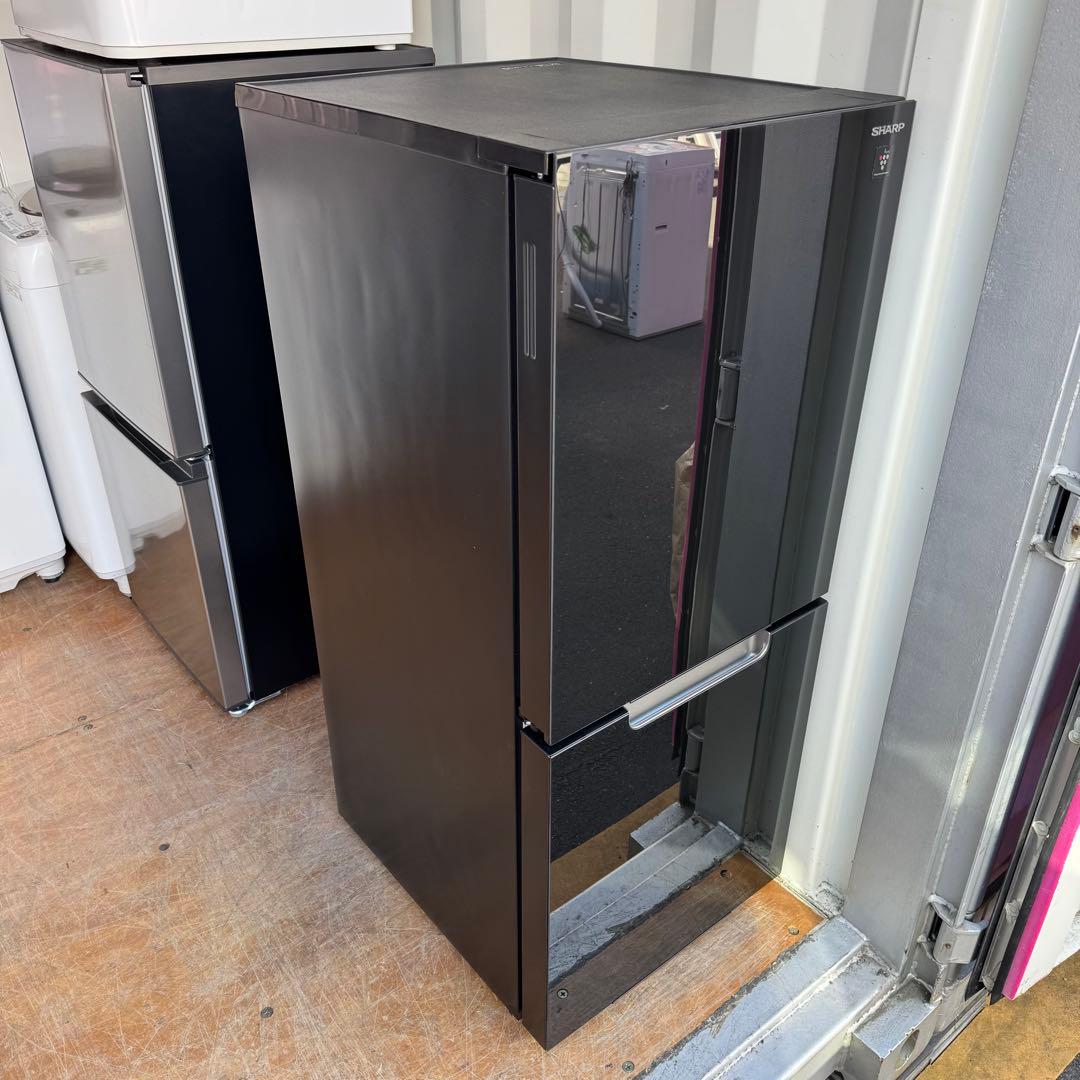C7230★2023年製★未使用に近い★シャープ冷蔵庫ブラック　黒ガラス　洗濯機