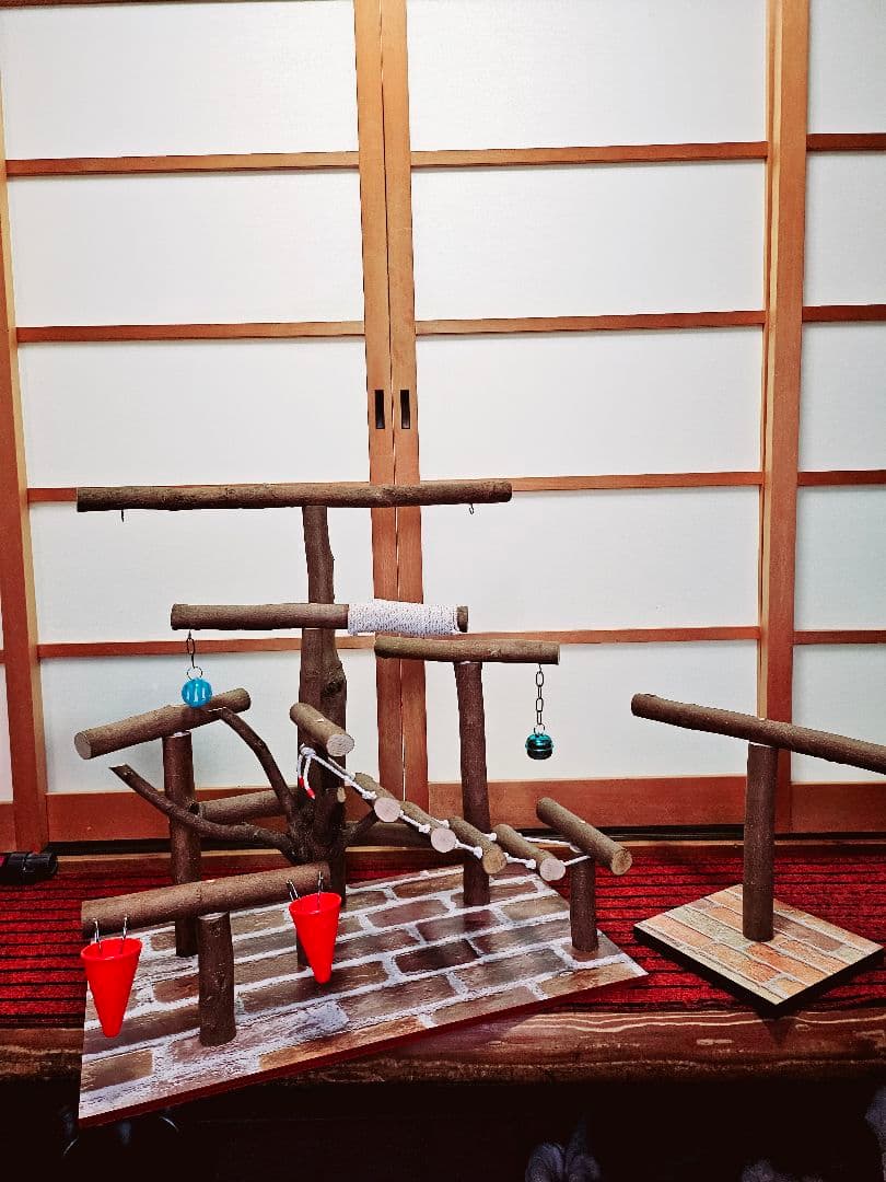 木製鳥用多層スタンド