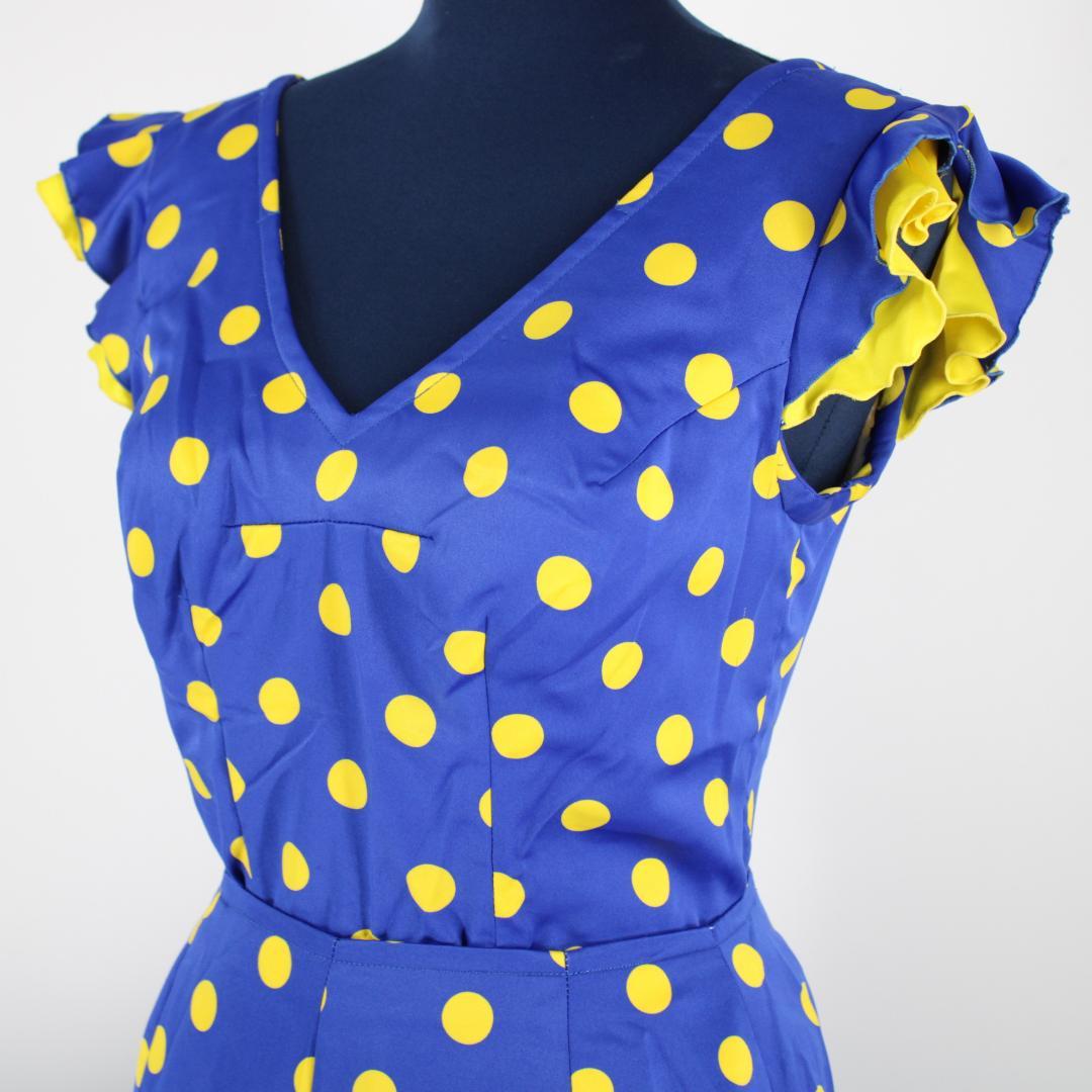 【フラメンコ衣装】ブルー×豪華ボランテ 上下セット ツーピース セットアップ 青