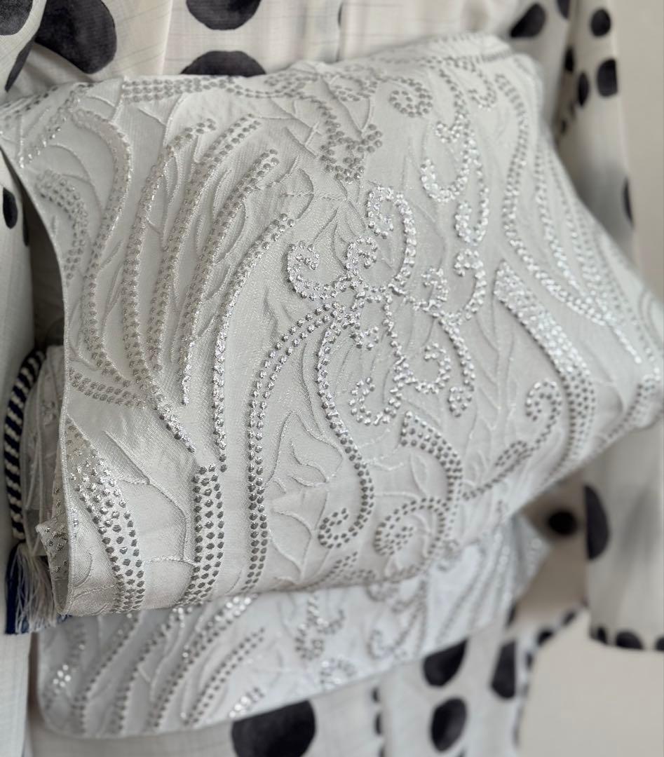 大人兵児帯【オーシャン】【スノーホワイトプラチナシルバー】セット