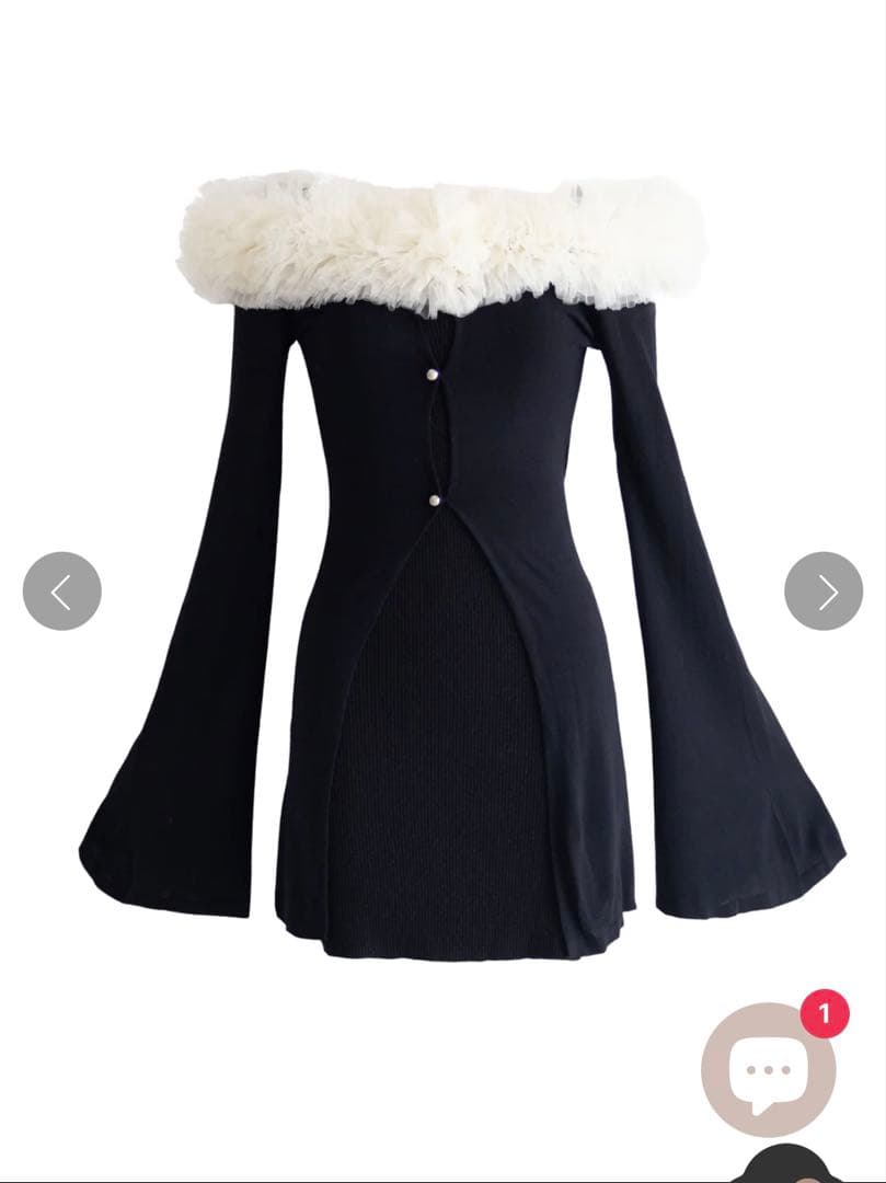 Randy チュールオフショルアシンメトリーワンピース