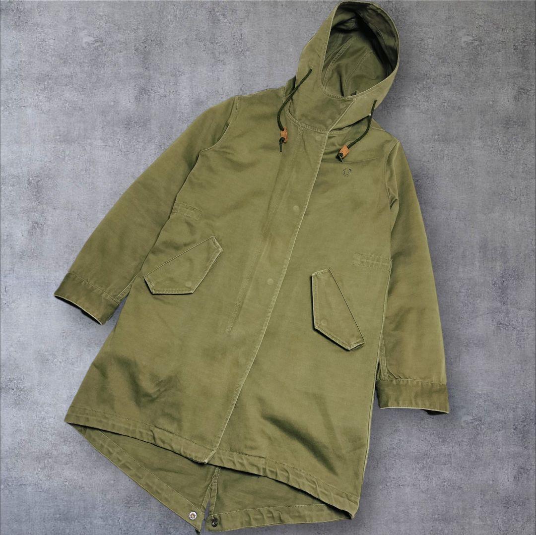 フレッドペリー モッズコート ライナー ストライプ 刺繍 カーキ 10 L