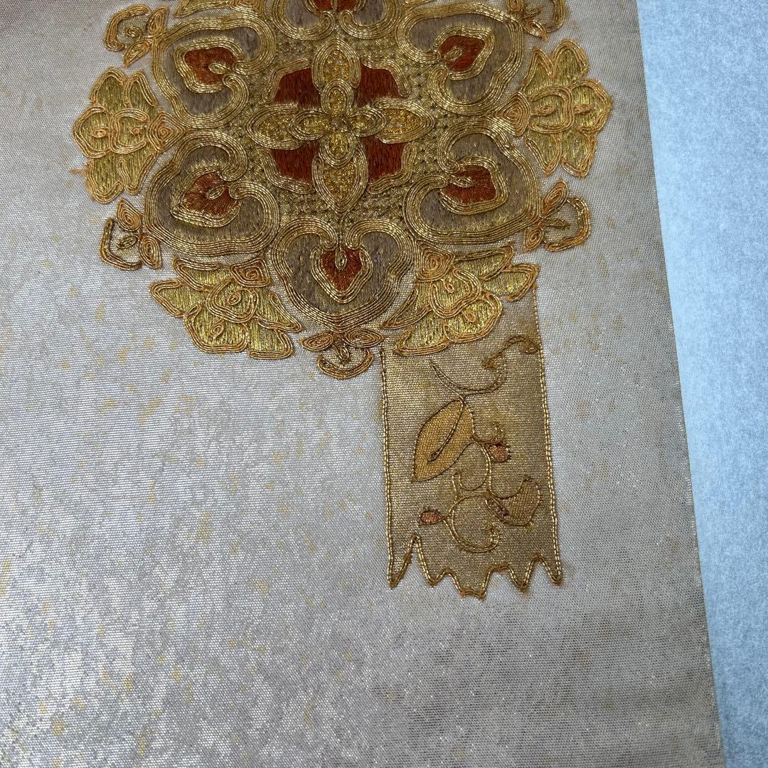 金色系 刺繍入り 太鼓柄袋帯0105