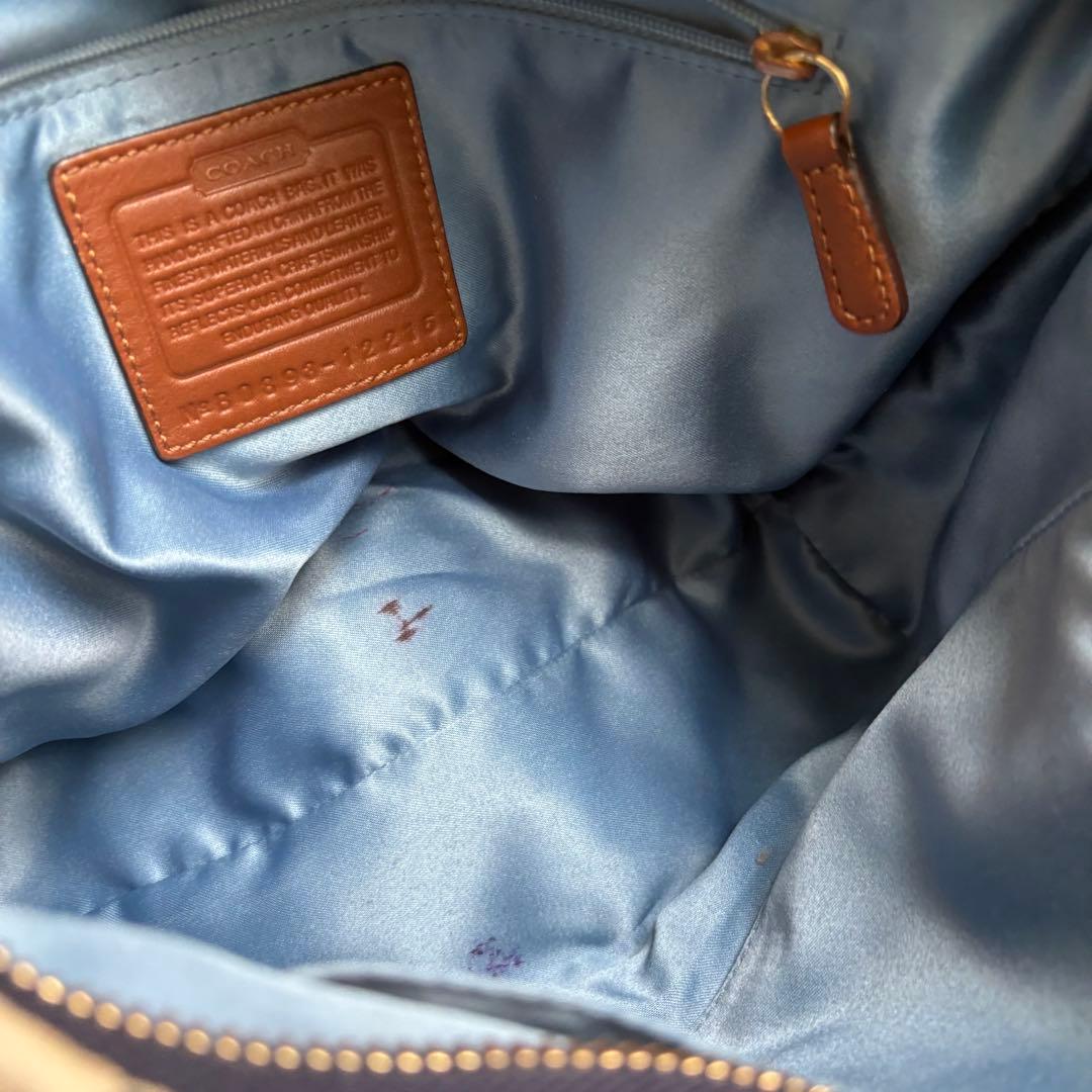 バッグ Coach Denim Patchwork Shoulder Bag