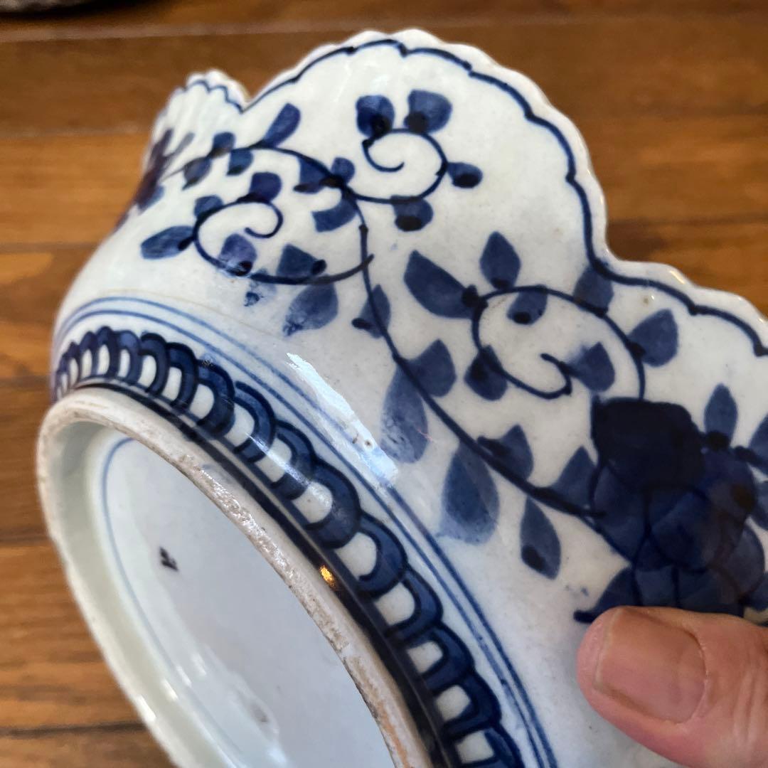 期間限定最終処分特価　逸品古伊万里色絵超力作大鉢と中鉢変形フリル鉢素敵すぎる名品