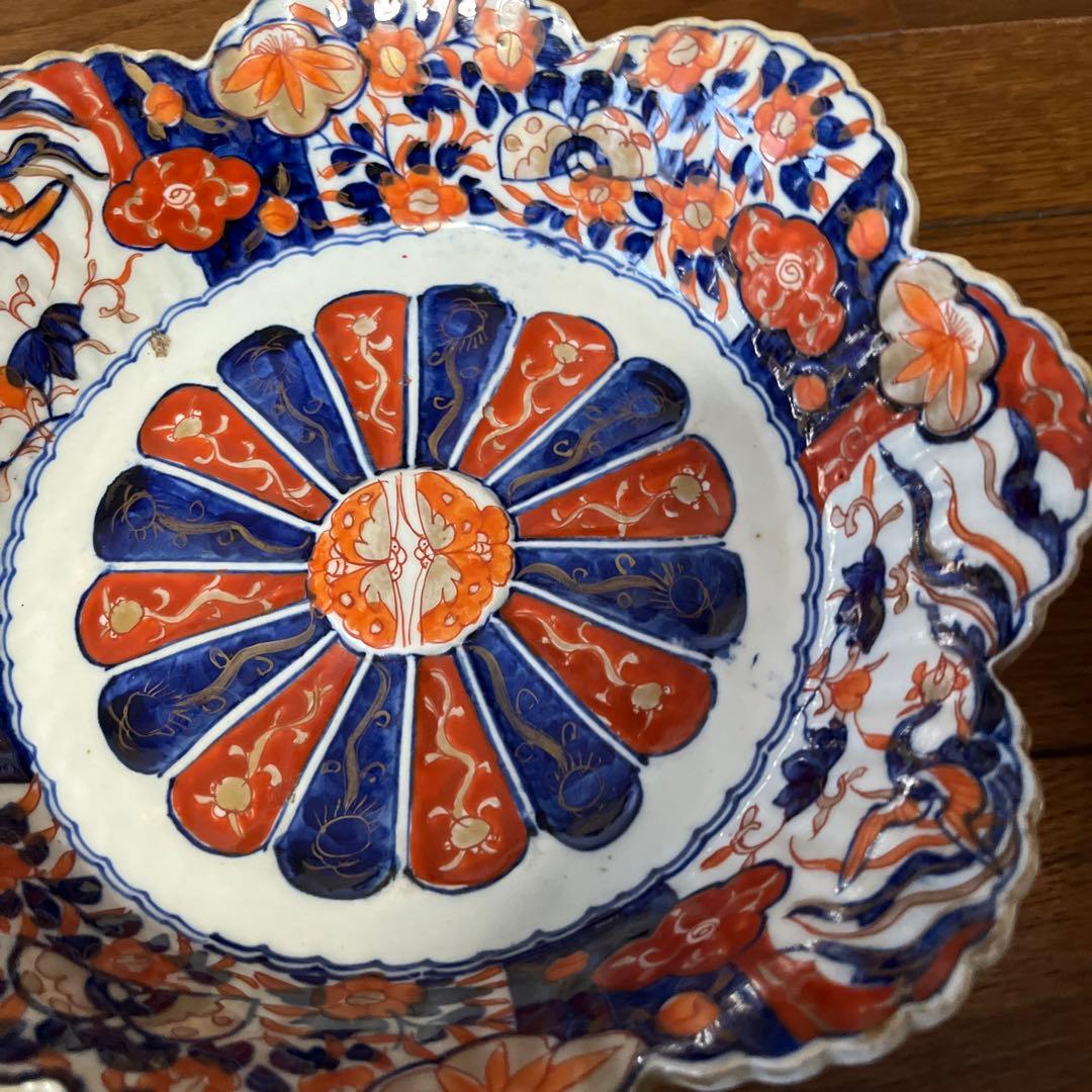 期間限定最終処分特価　逸品古伊万里色絵超力作大鉢と中鉢変形フリル鉢素敵すぎる名品